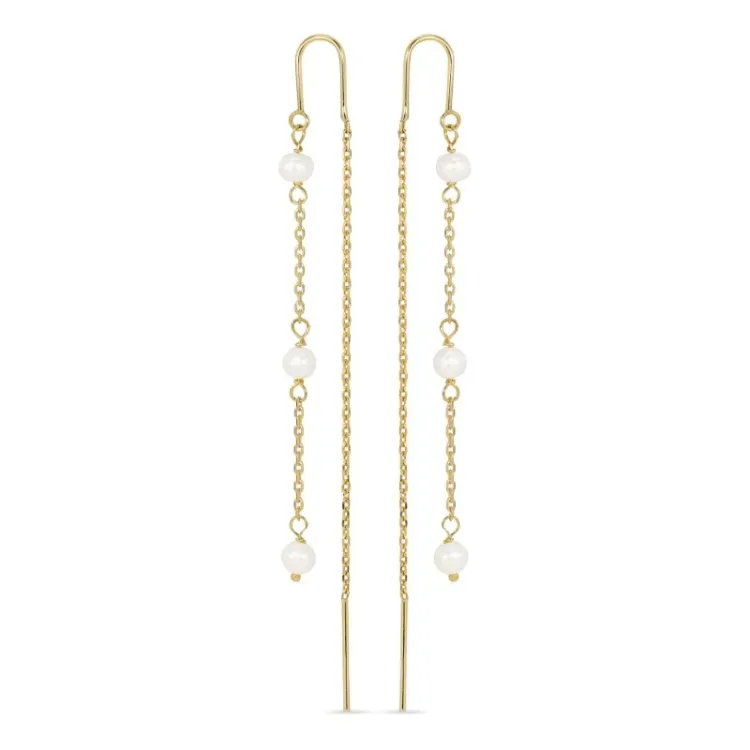 lange parel ketting oorbellen in 9 karaat goud - Gold Collection