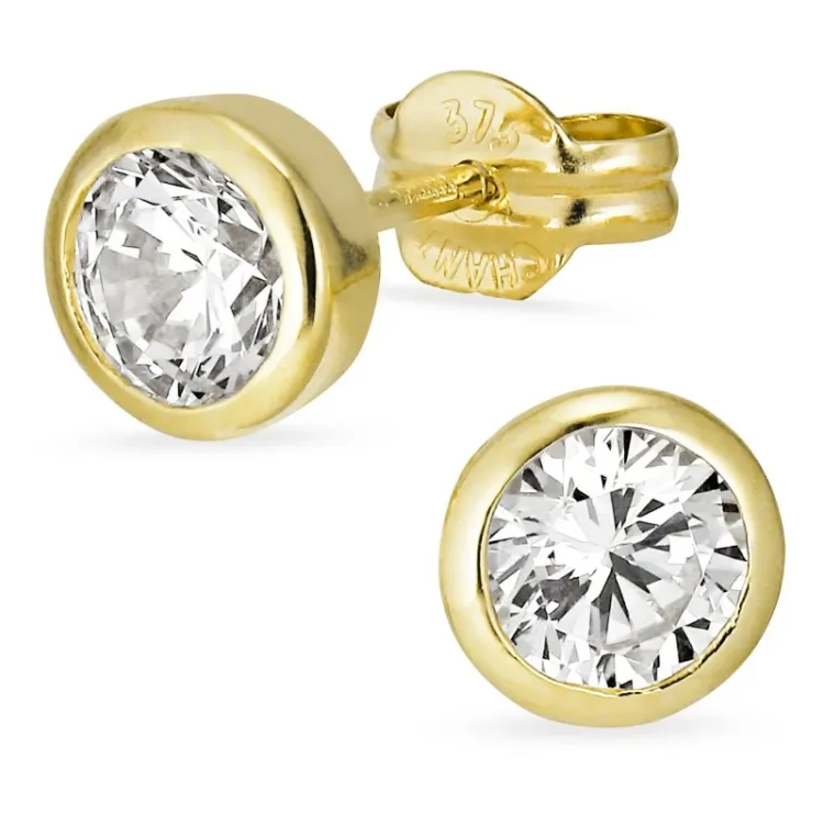 6 mm oorsteker in 9 karaat goud met zirkoon - Gold Collection