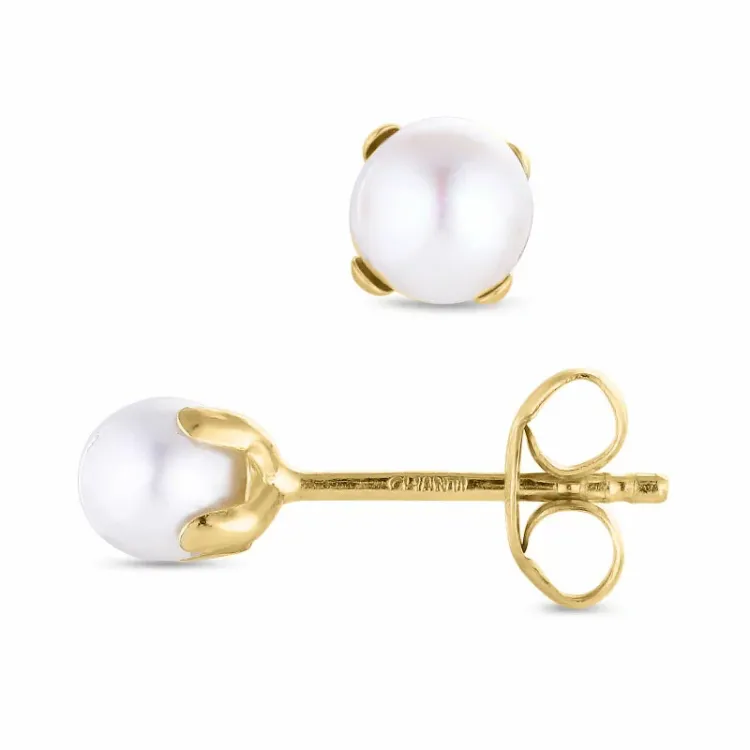 5 mm rond parel oorbellen in 9 karaat goud - Gold Collection