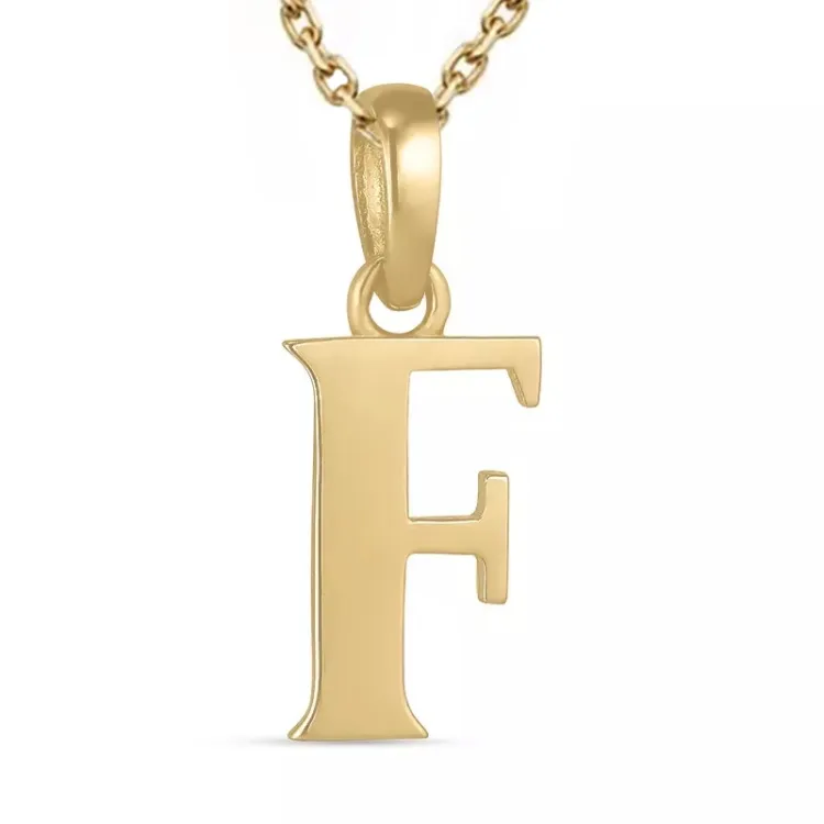 letter f ketting in verguld sterlingzilver met hanger in 9 karaat goud - My Letter