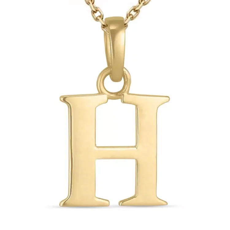 letter h ketting in verguld sterlingzilver met hanger in 9 karaat goud - My Letter