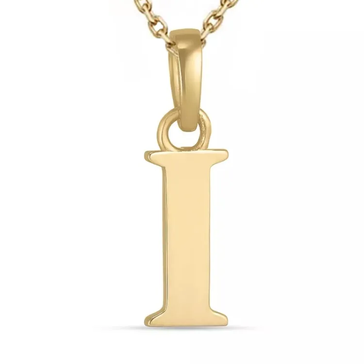 letter i ketting in verguld sterlingzilver met hanger in 9 karaat goud - My Letter