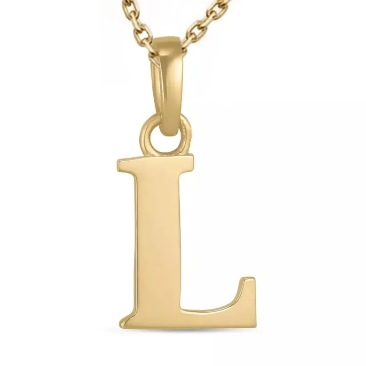 letter l ketting in verguld sterlingzilver met hanger in 9 karaat goud - My Letter