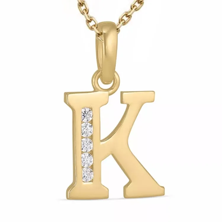 letter k zirkoon ketting in verguld sterlingzilver met hanger in 9 karaat goud - My Letter