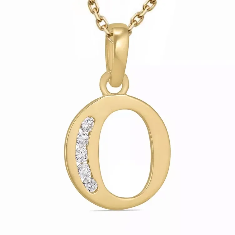 letter o zirkoon ketting in verguld sterlingzilver met hanger in 9 karaat goud - My Letter