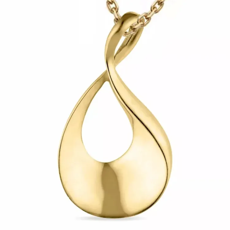 druppel ketting in verguld sterlingzilver met hanger in 9 karaat goud - Gold Collection