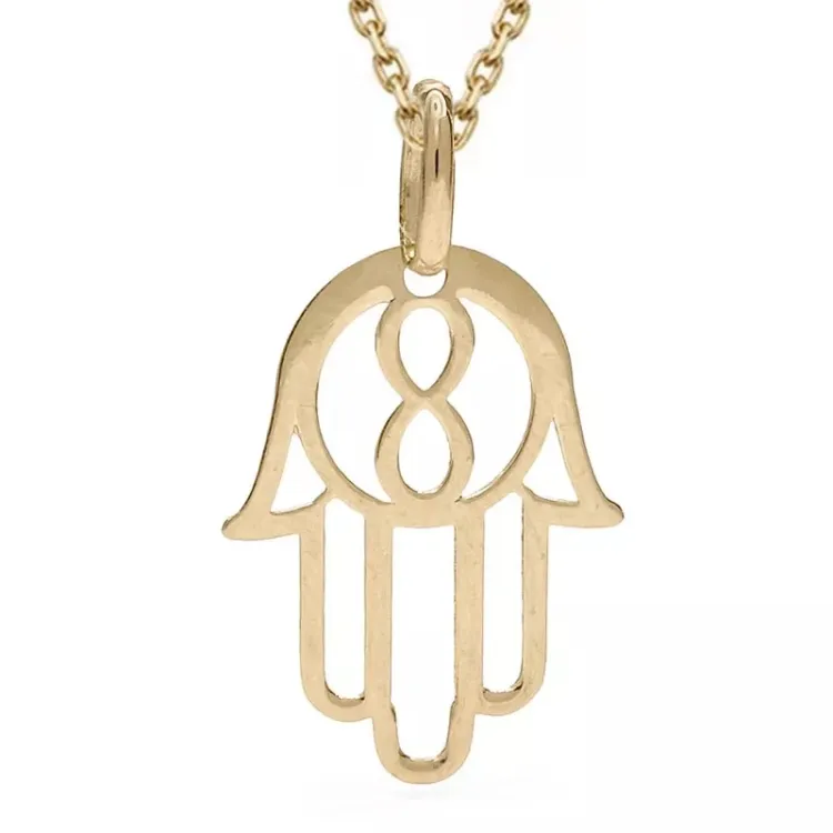 hamsa hand ketting in verguld sterlingzilver met hanger in 9 karaat goud - Gold Collection