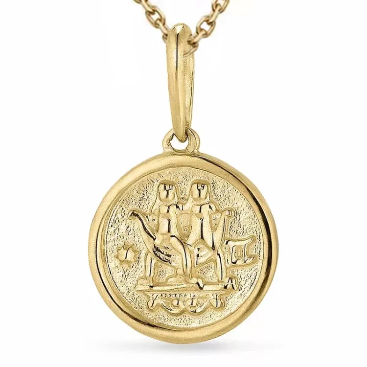 sterrenbeeld tweeling ketting in verguld sterlingzilver met hanger in 9 karaat goud - Gold Collection