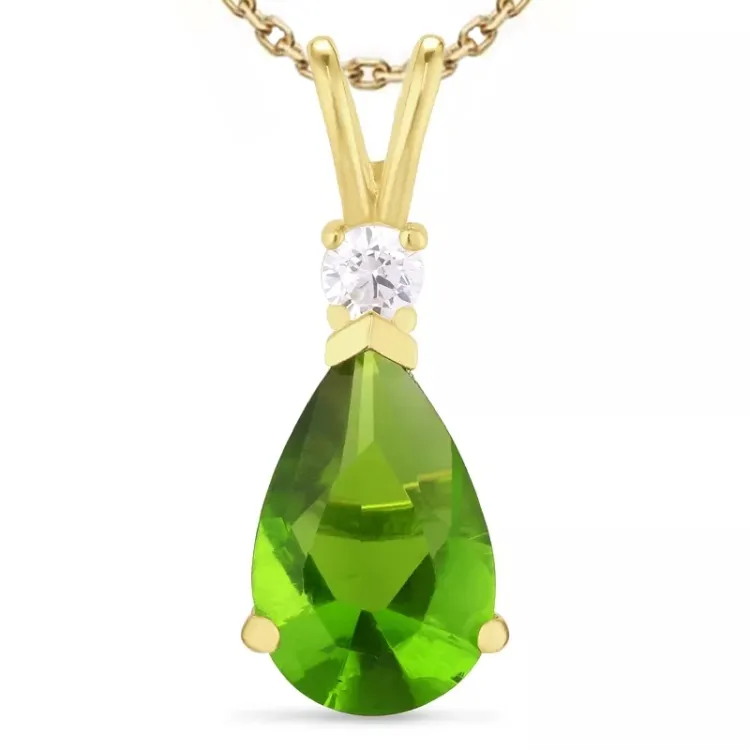 druppel groen zirkoon ketting in verguld sterlingzilver met hanger in 9 karaat goud - Gold Collection