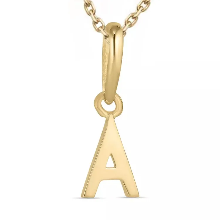 letter a ketting in verguld sterlingzilver met hanger in 9 karaat goud - My Letter