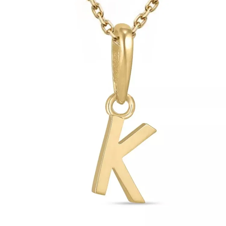 letter k ketting in verguld sterlingzilver met hanger in 9 karaat goud - My Letter