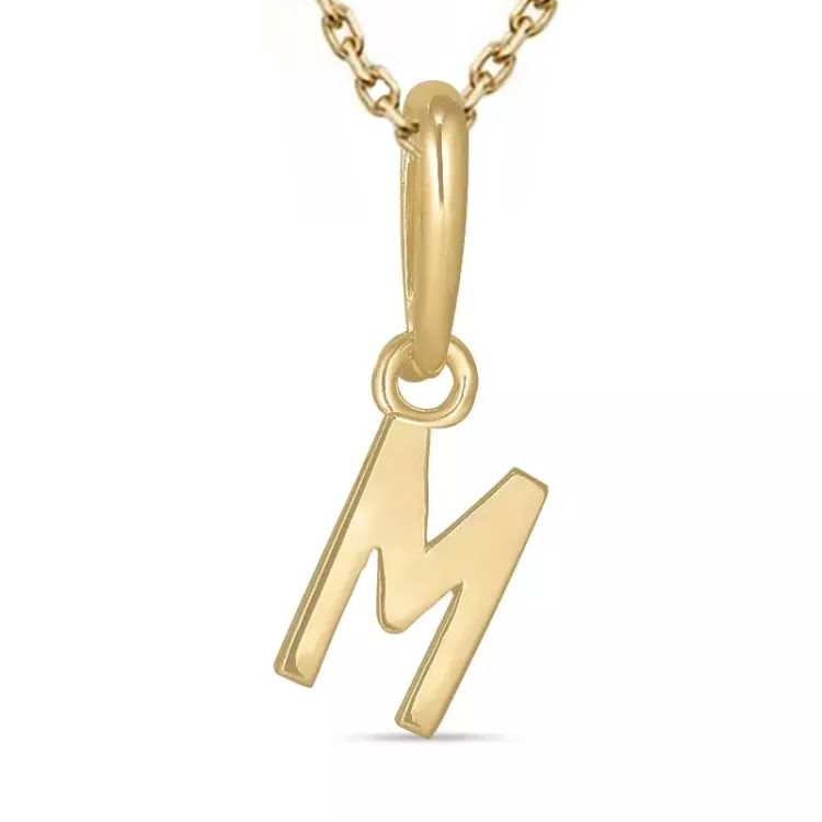 letter m ketting in verguld sterlingzilver met hanger in 9 karaat goud - My Letter