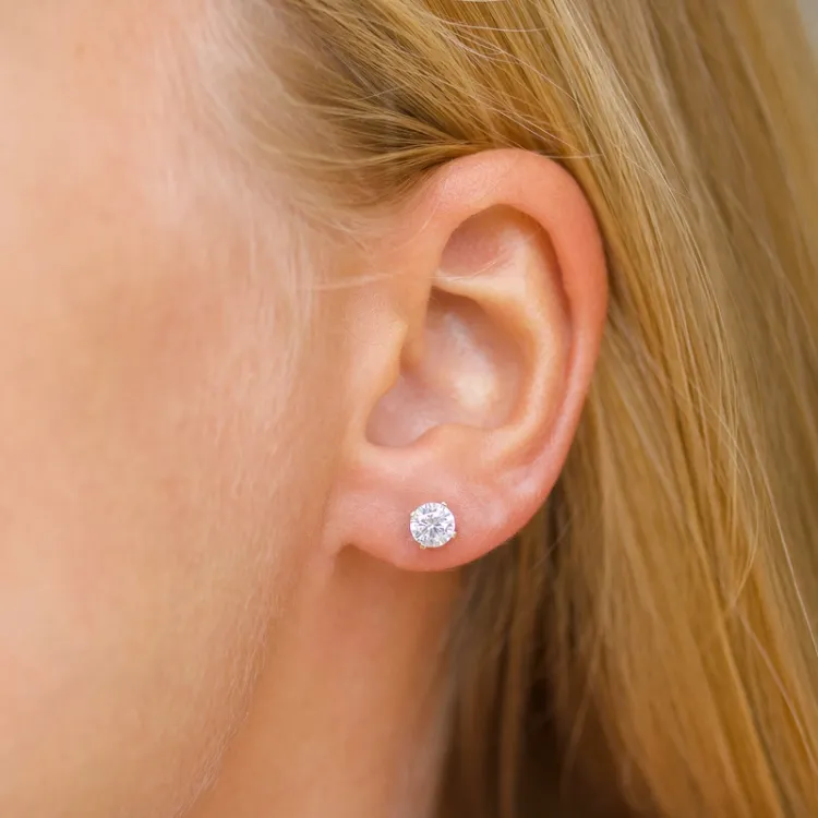 5 mm rond oorbellen in 14 karaat goud met zirkoon - Gold Collection