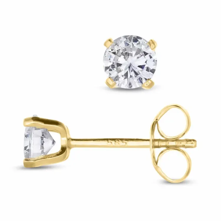 4,5 mm rond oorbellen in 14 karaat goud met zirkoon - Gold Collection