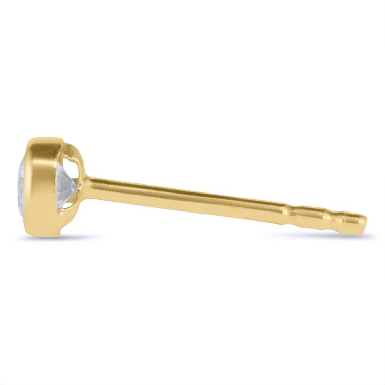 1/2 paar 3 mm oorbellen in 14 karaat goud met zirkoon - Gold Collection