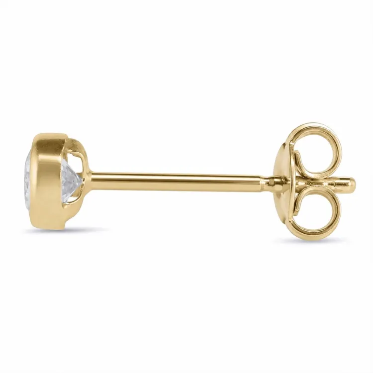 1/2 paar 3 mm oorbellen in 14 karaat goud met zirkoon - Gold Collection
