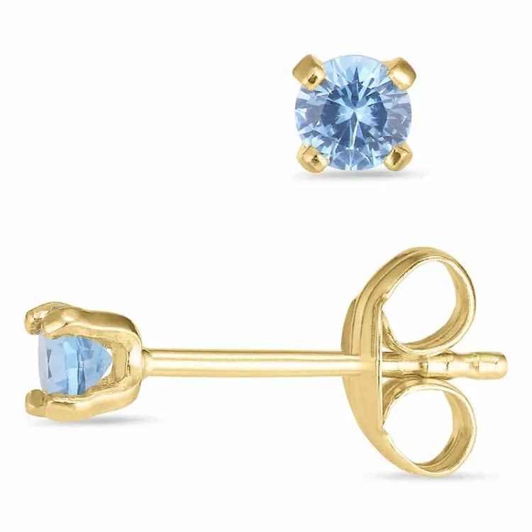 3 mm rond oorbellen in 14 karaat goud met zirkoon - Gold Collection