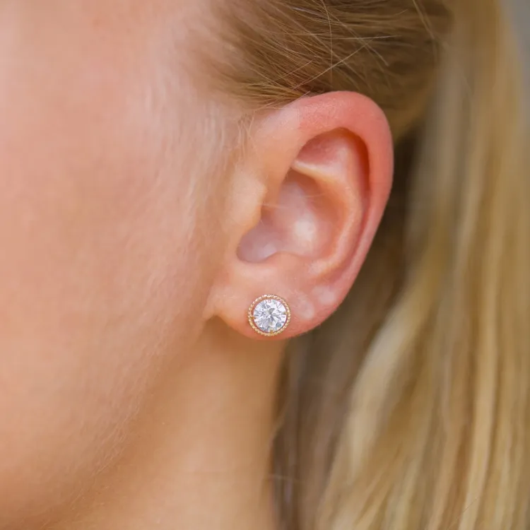 rond oorbellen in 14 karaat goud met zirkoon - Gold Collection