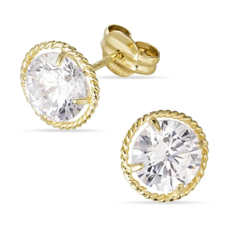 rond oorbellen in 14 karaat goud met zirkoon - Gold Collection