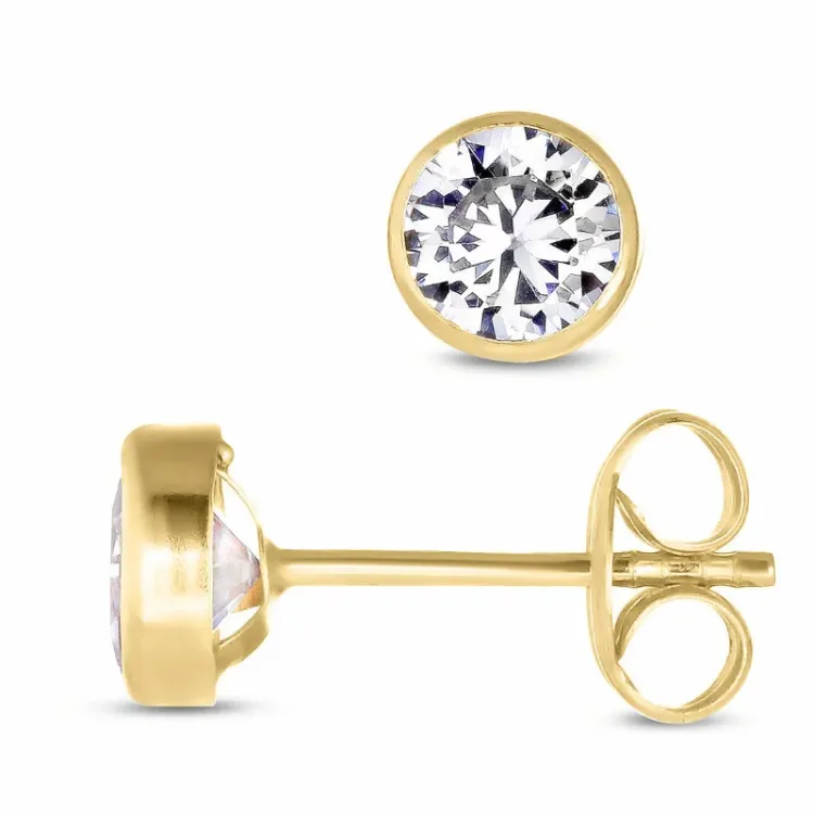 5 mm rond oorbellen in 14 karaat goud met zirkoon - Gold Collection