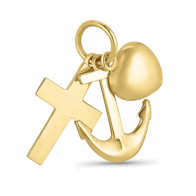 Geloof-hoop-liefde hanger in 14 karaat goud
