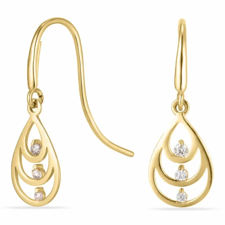 druppel gouden oorbellen in 14 karaat goud met zirkoon - Gold Collection