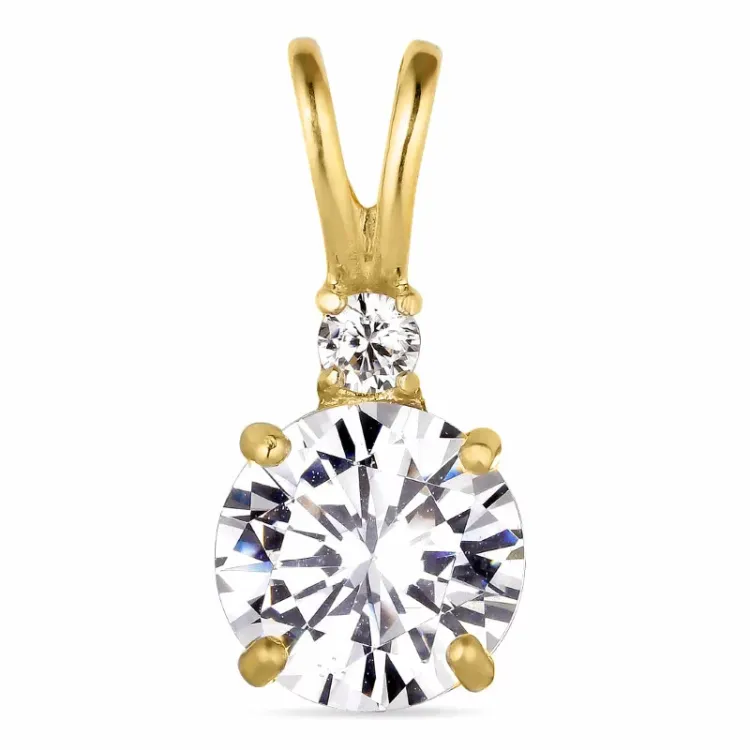 witte zirkoon hanger in 14 karaat goud - Gold Collection