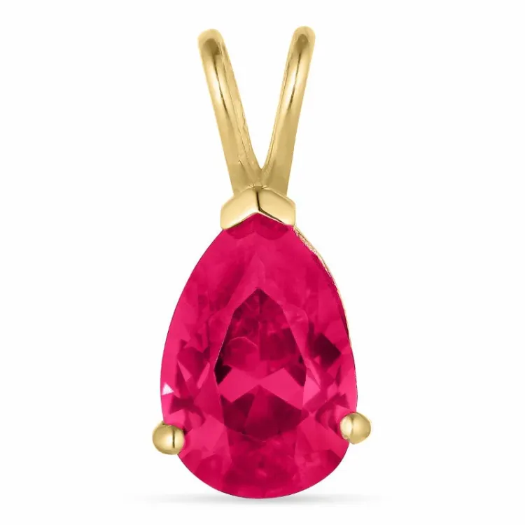 druppel syntetische robijn goud hanger in 14 karaat goud - Gold Collection