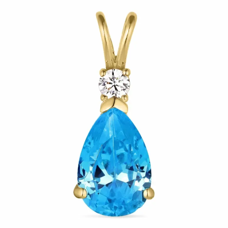 druppel syntetische topaas hanger in 14 karaat goud - Gold Collection