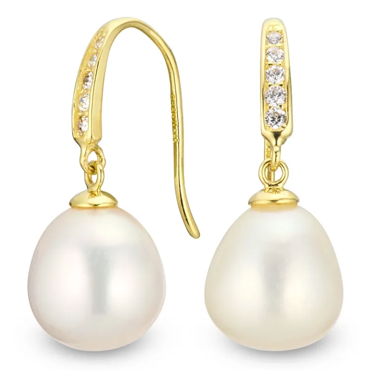 parel oorbellen in 14 karaat goud met zirkoon - Gold Collection