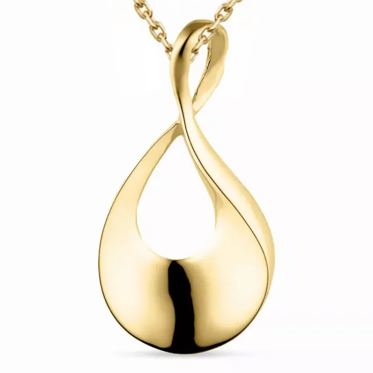 druppel ketting in verguld sterlingzilver met hanger in 14 karaat goud - Gold Collection