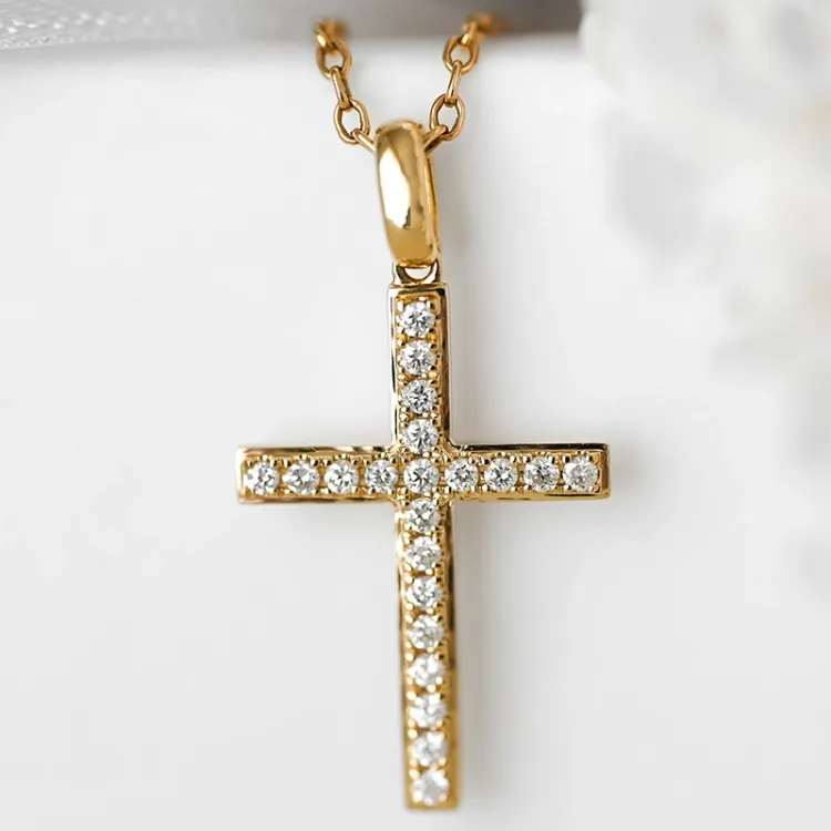 kruis diamant hanger in 14 caraat goud 0,251 ct