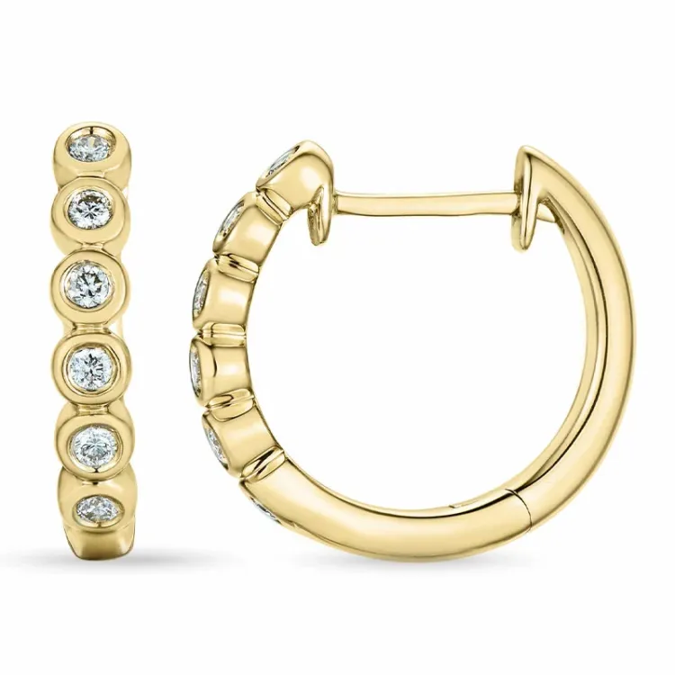 14 mm briljant creool in 14 karaat goud met diamant