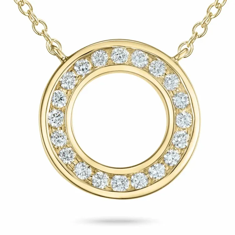 45 cm ketting met hanger in 14 karaat goud 0,20 ct