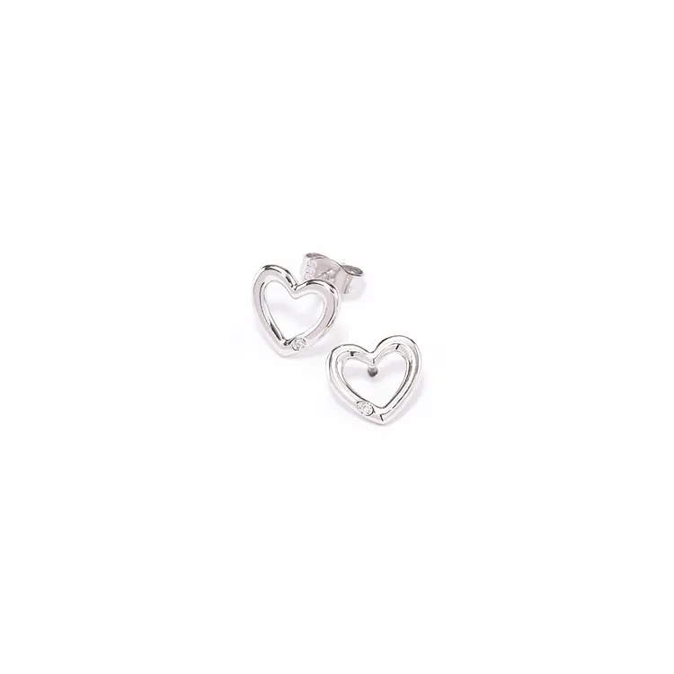 hart diamant briljant oorbellen in 14 karaat witgoud met diamant 