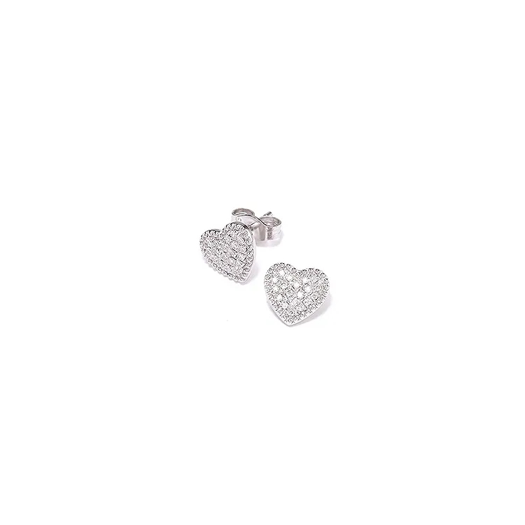 hart witgoud briljant oorbellen in 14 karaat witgoud met diamant