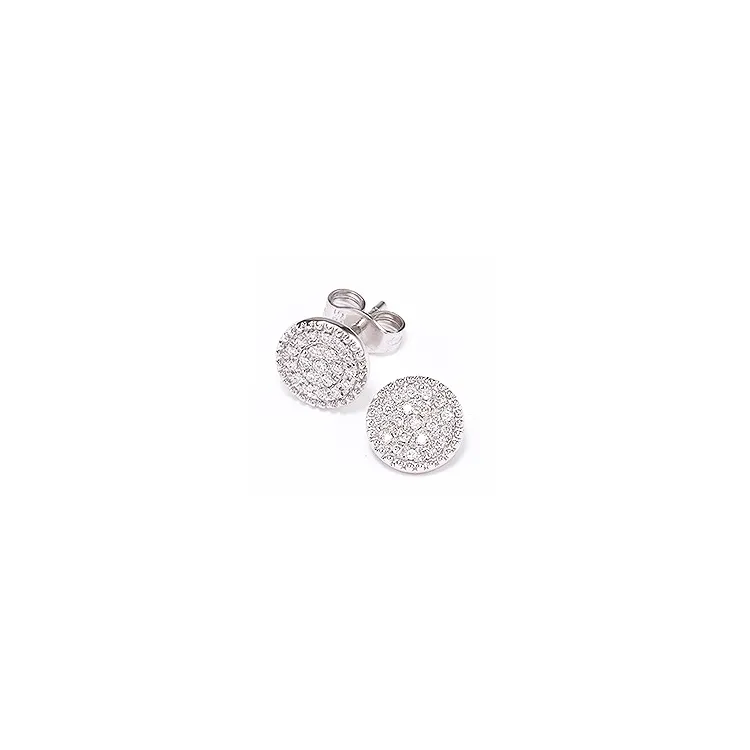rond diamant briljant oorbellen in 14 karaat witgoud met diamant
