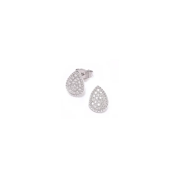 druppel diamant oorbellen in 14 karaat witgoud met diamant 