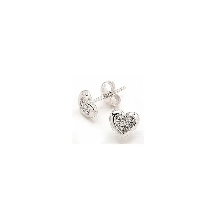 Hart diamant oorbellen in 14 karaat witgoud met diamanten