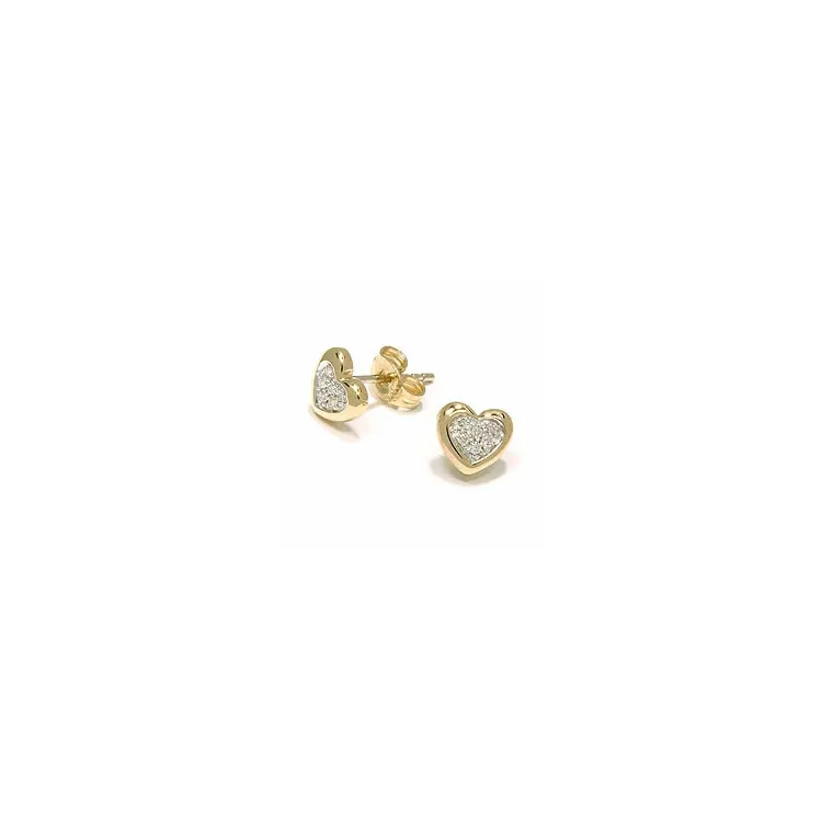 Hart diamant oorbellen in 14 karaat goud met diamanten