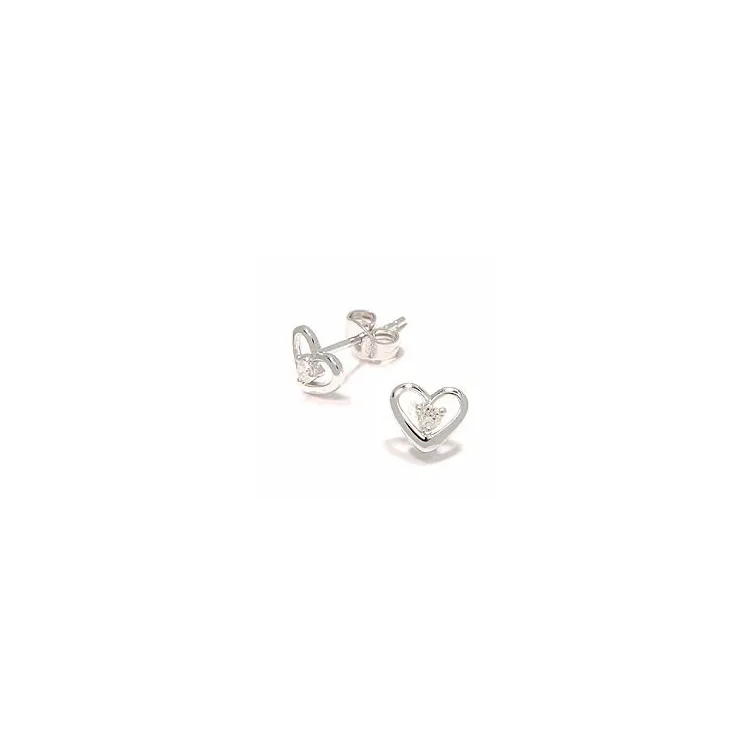 Hart diamant oorbellen in 14 karaat witgoud met diamanten 