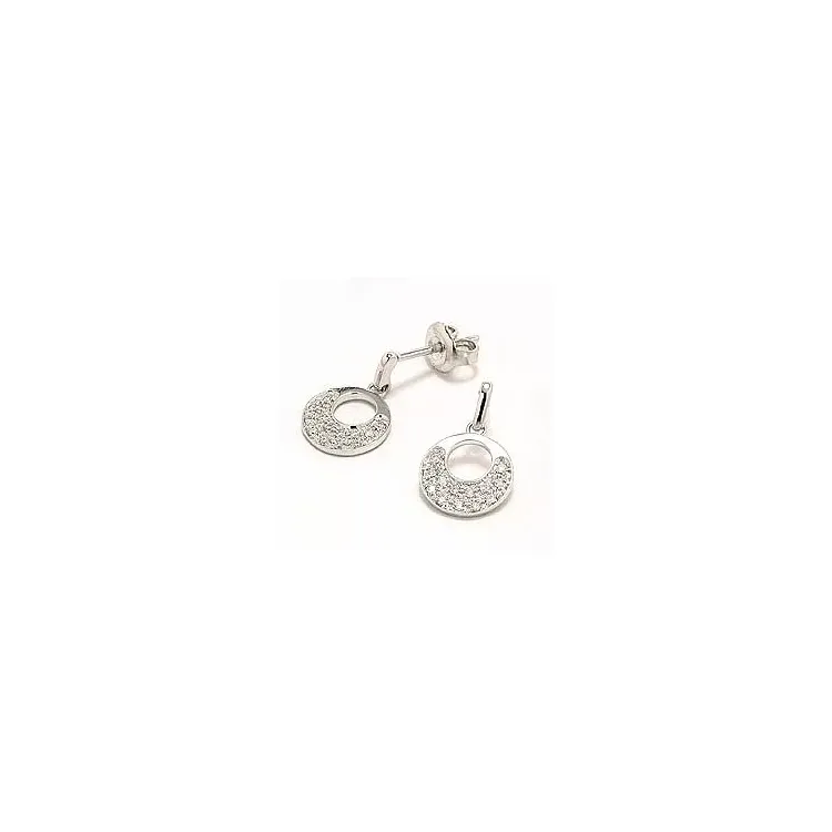 rond diamant diamant oorbellen in 14 karaat witgoud met diamant