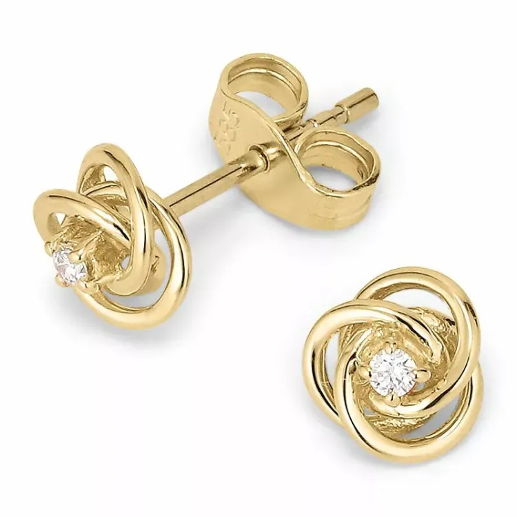 Briljant oorbellen in 14 karaat goud met diamanten