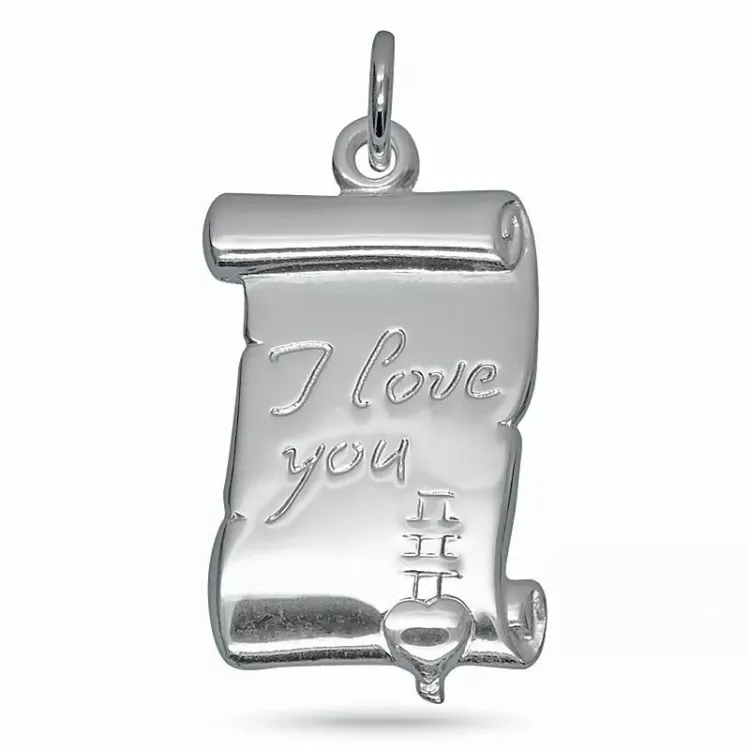 i love you hanger in zilver