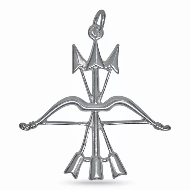 testsieraad pijl en boog hanger in zilver