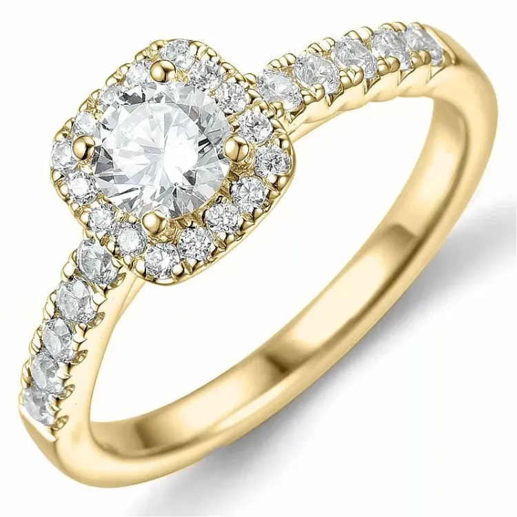 Bestelde artikel -  vierkant briljant ring in 14 karaat goud 0,52 ct 0,38 ct