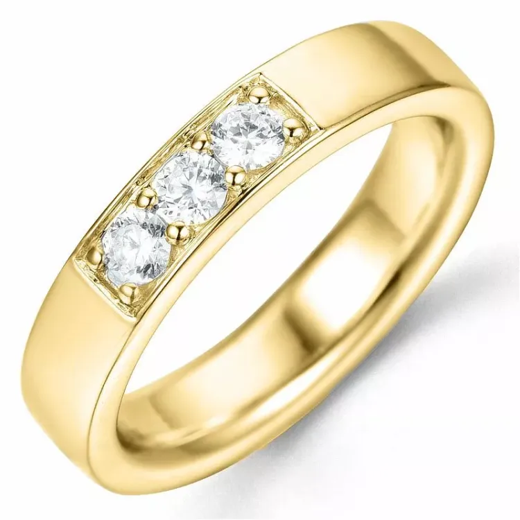 diamant ring in 14 karaat goud 3 x 0,10 ct