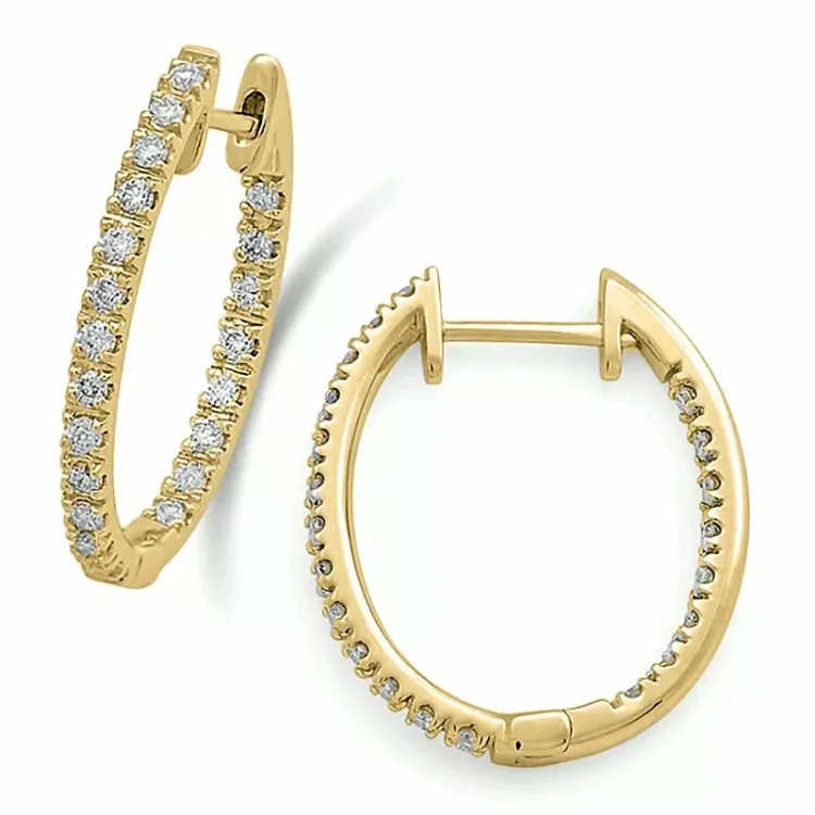 13 mm diamant creool in 14 karaat goud met diamanten
