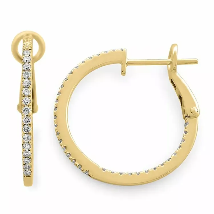 16 mm diamant creool in 14 karaat goud met diamanten
