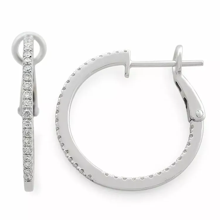 16 mm diamant creool in 14 karaat witgoud met diamanten